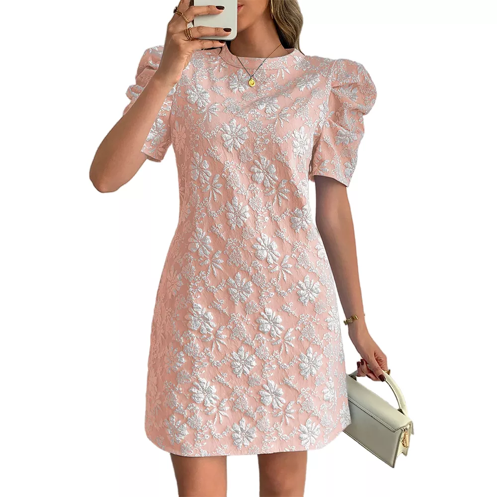 Floral Puff Sleeve Women Casual Elegant Mini Dress