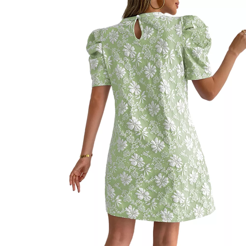 Floral Puff Sleeve Women Casual Elegant Mini Dress