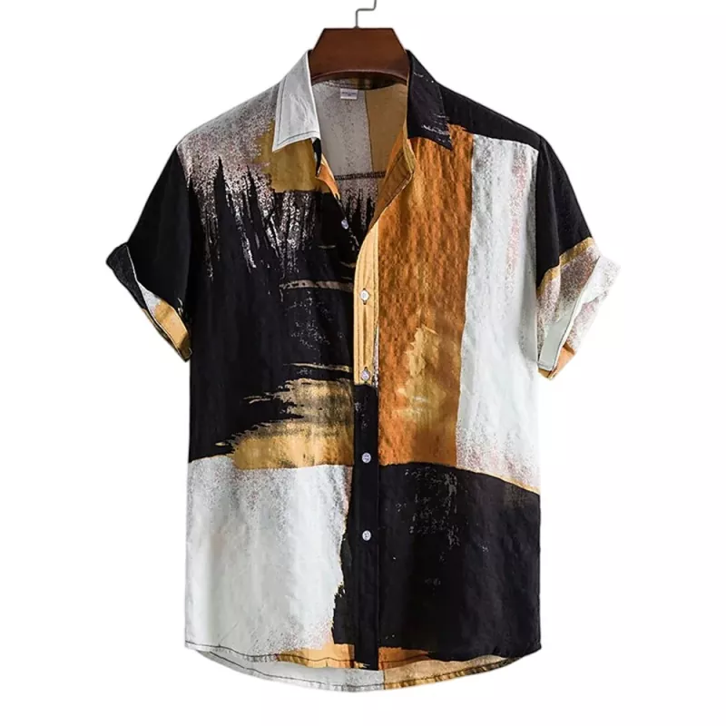 Printed Fashionable Men's Short Sleeve Shirt