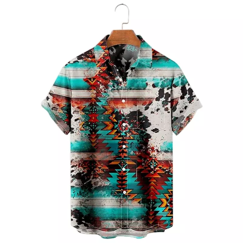 Printed Fashionable Men's Short Sleeve Shirt