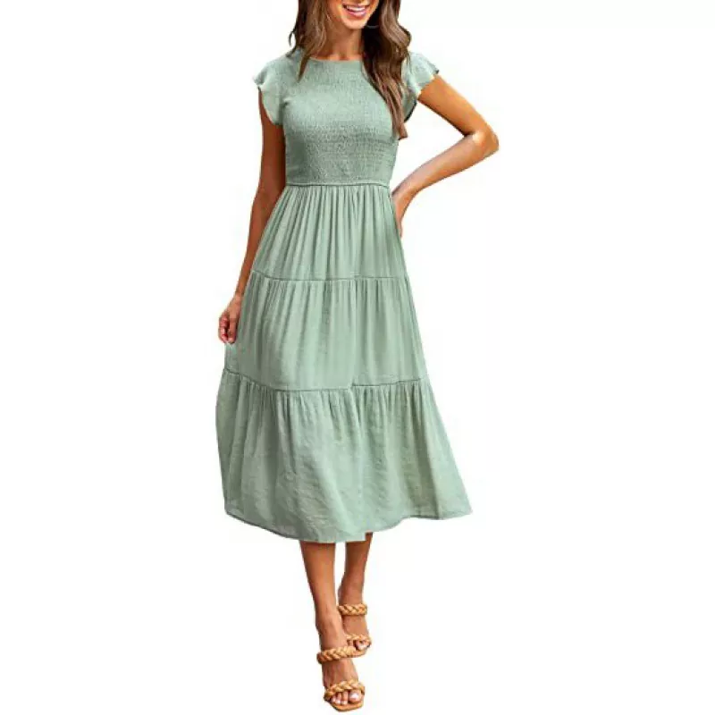 Small Flying Sleeve Dress For Women's Maxi Dress