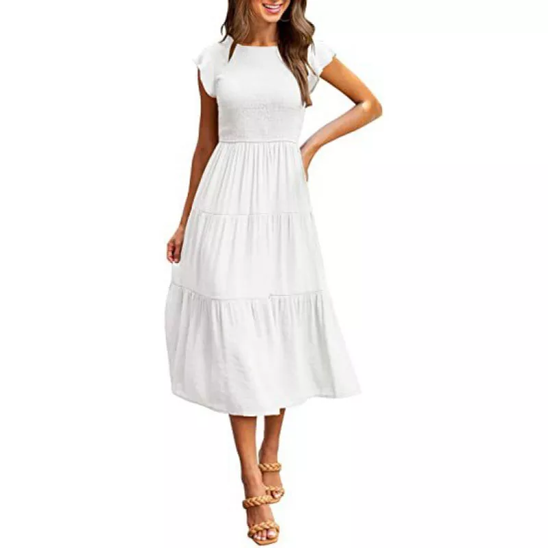 Small Flying Sleeve Dress For Women's Maxi Dress